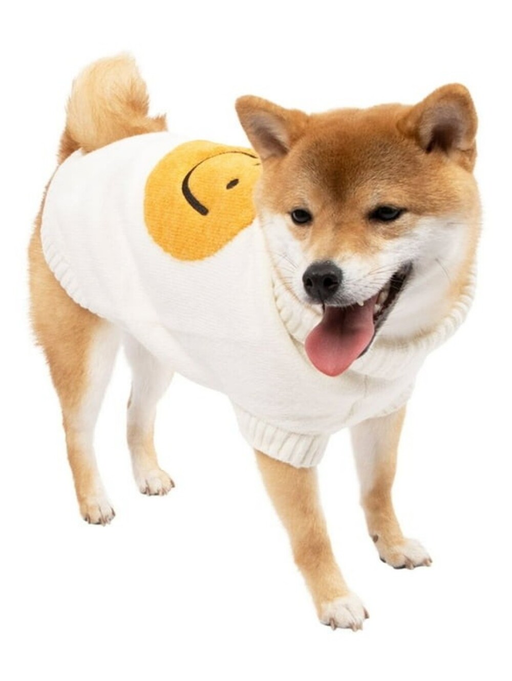 Oodles NWT Cream Spiffy Smiley Face Turtle Neck Fall Dog Sweater Size Medium